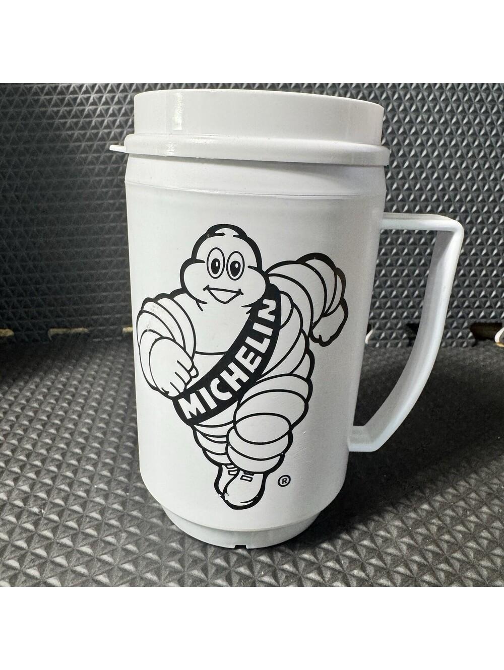 Vtg MICHELIN MAN Mug Tire Store Promotional Travel Coffee Cup - Excellent Cond.
